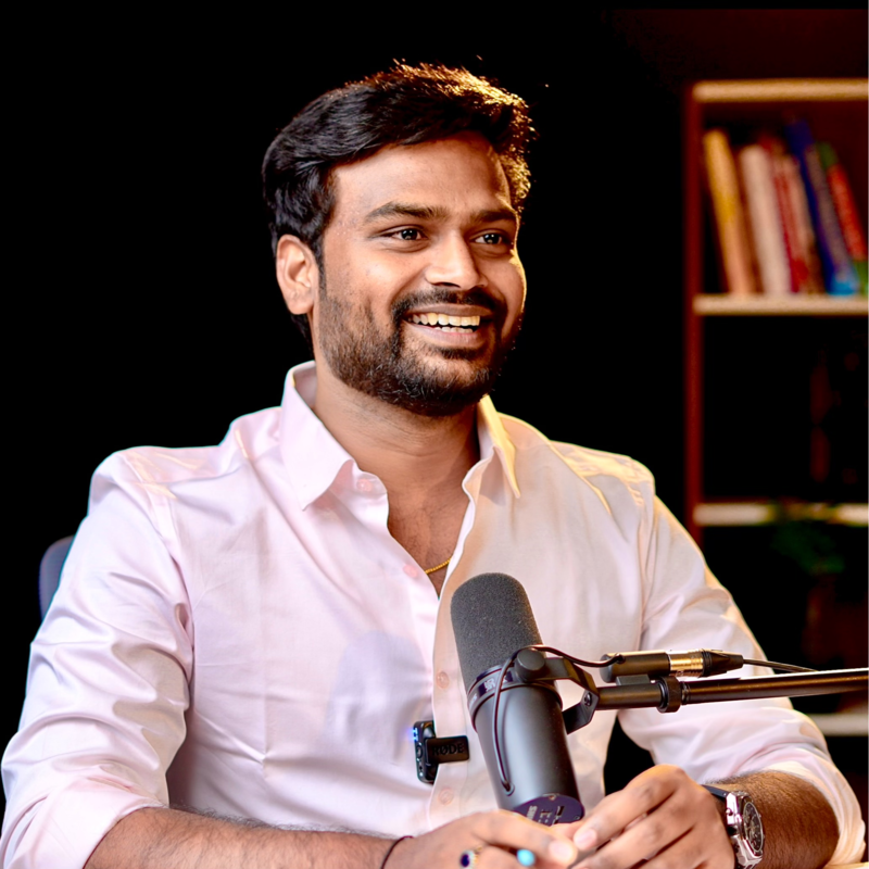 Siva Kalyan Mogasala recording a podcast